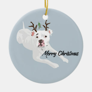 Mistletoe Dog Ceramic Tree Decoration