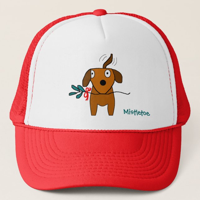 Mistletoe Doggie Wagging - hat (Front)