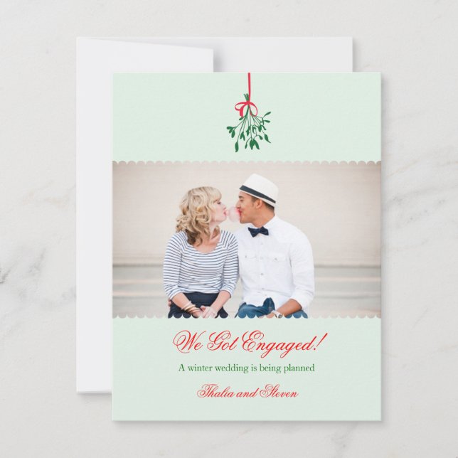 Mistletoe Engagement Photo Announcement (Front)