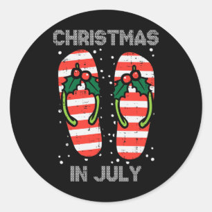 Mistletoe Flip Flops Christmas In Jully Summer Xma Classic Round Sticker