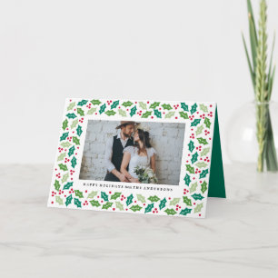 Mistletoe Folded Holiday Photo Greeting Card