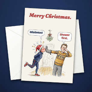 Mistletoe Funny Christmas Card for a Runner