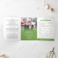 Mistletoe green white wedding meal option RSVP Tri
