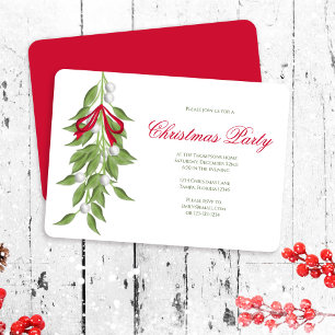 Mistletoe Greenery Custom Christmas Party  Invitation