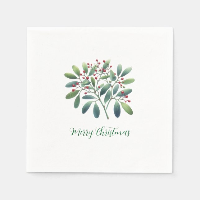 Mistletoe Greenery Simplistic Decor  Napkin (Front)