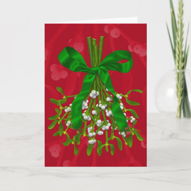 "Mistletoe Greetings." Greeting Card (Front)