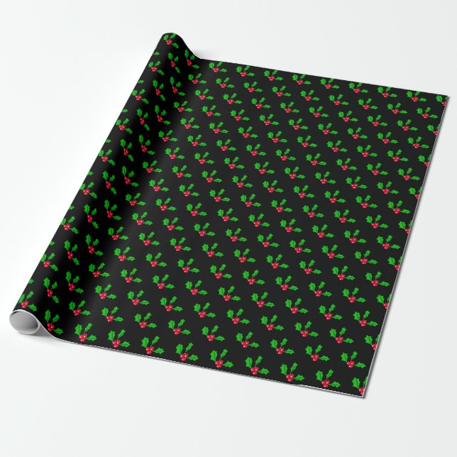 Mistletoe Holiday Festive Christmas   Wrapping Paper (Unrolled)