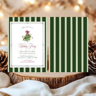 Mistletoe Holiday Party Bow Stripes Christmas Invitation