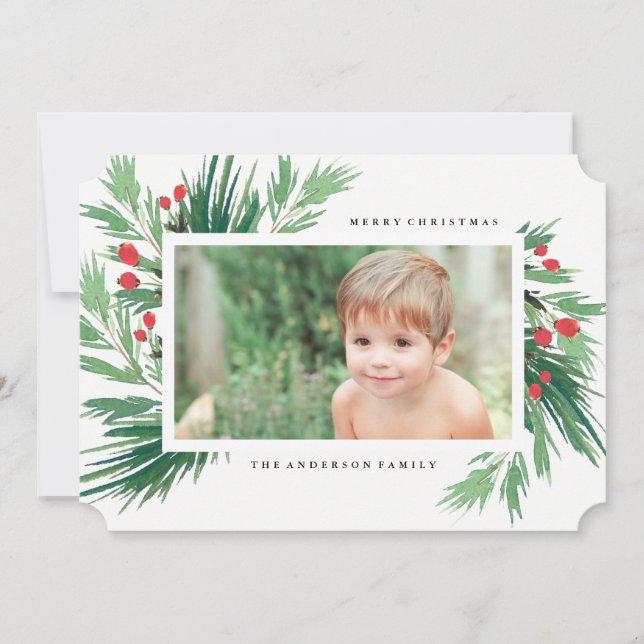 Mistletoe Holiday Photo Card (Front)