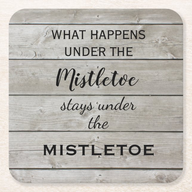 Mistletoe Holiday Square Paper Coaster (Front)