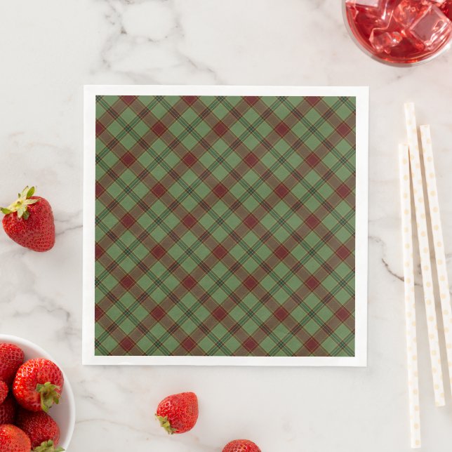 Mistletoe & Holly Plaid Napkin (Insitu)