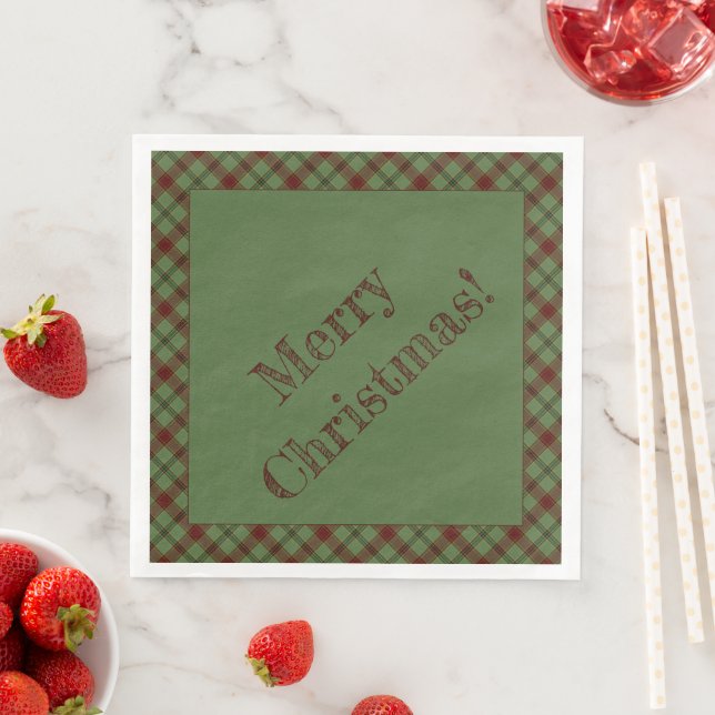 Mistletoe & Holly Plaid Napkin (Insitu)