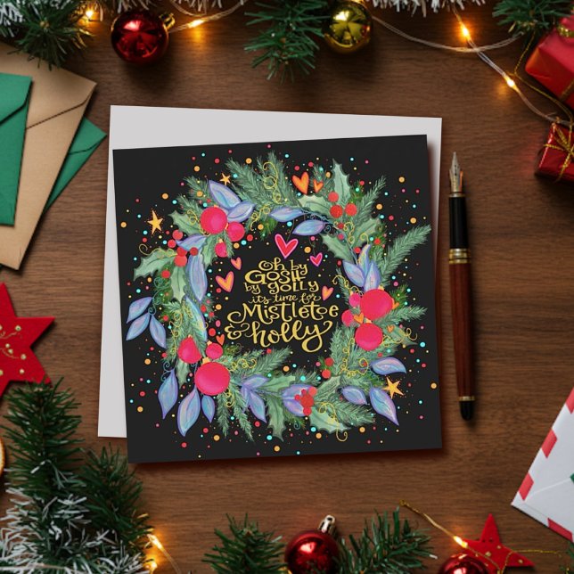Mistletoe Holly Wreath Inspirivity Holiday Card (Creator Uploaded)