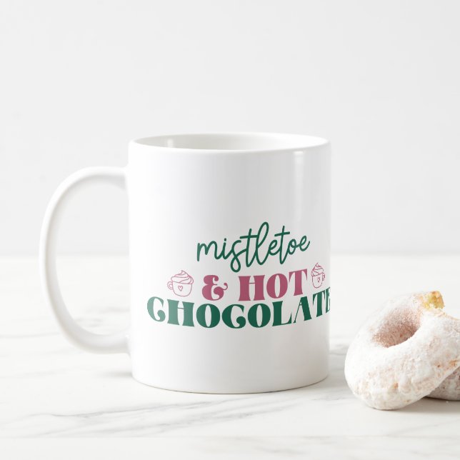 Mistletoe & Hot Chocolate - Christmas Coffee Mug (With Donut)