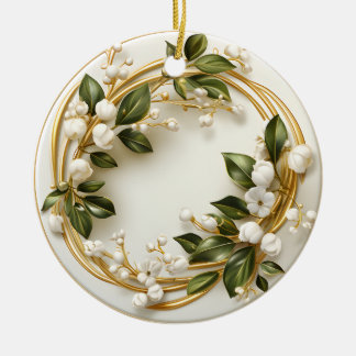 Mistletoe in a Victorian Garden Ceramic Tree Decoration