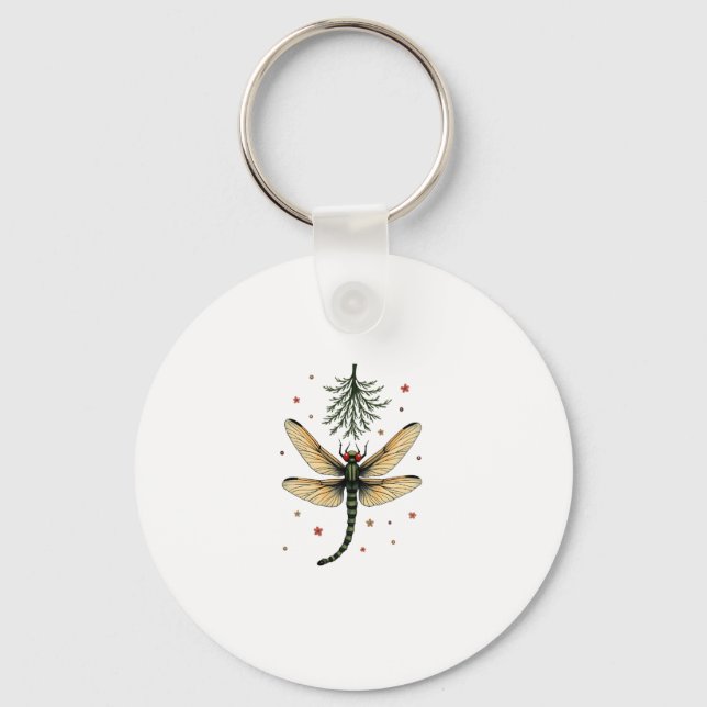 Mistletoe Kiss Dragonfly Key Ring (Front)
