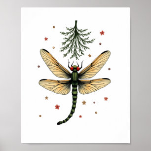 Mistletoe Kiss Dragonfly Poster