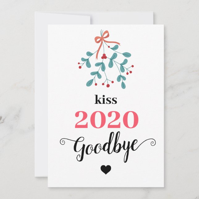 Mistletoe Kiss Goodbye to 2020 Do-over Funny Red Holiday Card (Front)