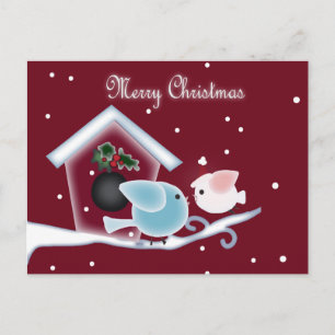 mistletoe Kiss Love Birds Our First Christmas Holiday Postcard