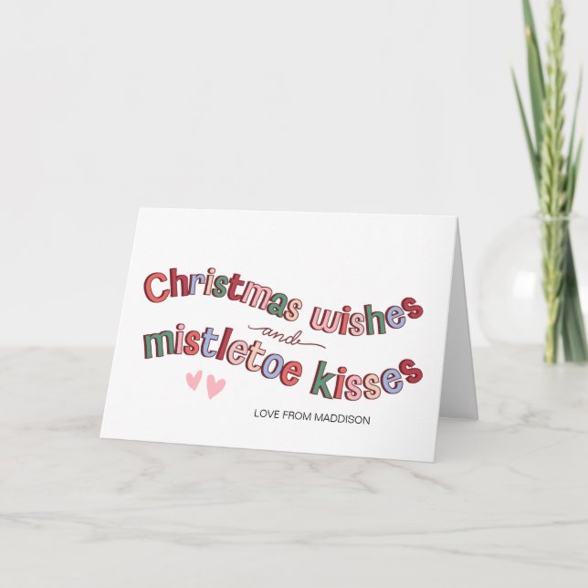 Mistletoe Kisses Christmas Wishes For Husband Wife Card (Front)