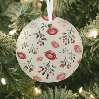 Mistletoe Kisses Glass Tree Decoration