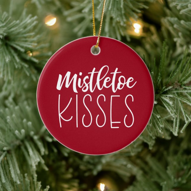 Mistletoe Kisses Red Christmas Ceramic Tree Decoration (Tree)