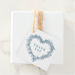 Mistletoe line art blue wedding thank you favour tags