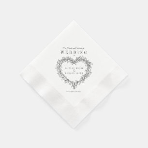 Mistletoe line art mono wedding custom napkin
