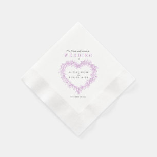 Mistletoe line art purple white wedding custom napkin