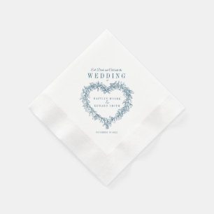 Mistletoe line art wedding blue white custom napkin