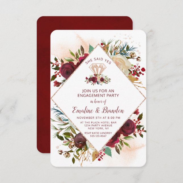 Mistletoe Manor Chic She Said Yes Engagement Party Invitation (Front/Back)