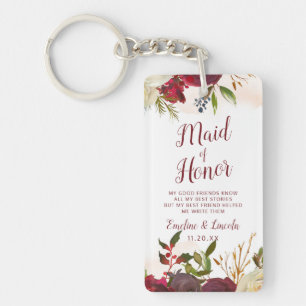 Mistletoe Manor Floral To the Maid of Honour Quote Key Ring