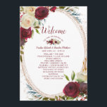 Mistletoe Manor Rose Gold Oval Wedding Ceremony Programme<br><div class="desc">Mistletoe Manor Watercolor Lush Winter Roses Design with Hand Painted Florals, Holly Berry Leaves, Pine Sprig Foliage, and Watercolor Paint Brush Strokes. Colourful Marsala, Wine Merlot Red, Burgundy, Ivory Cream, and Green. With Swirly Chic Typography Brush Script Fonts, and Rose Gold Glitter Foil Elegant Oval Frame Shape- Wedding Ceremony Program!...</div>