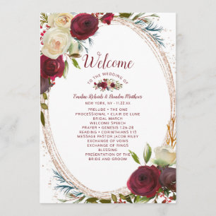 Mistletoe Manor Rose Gold Oval Wedding Ceremony Programme