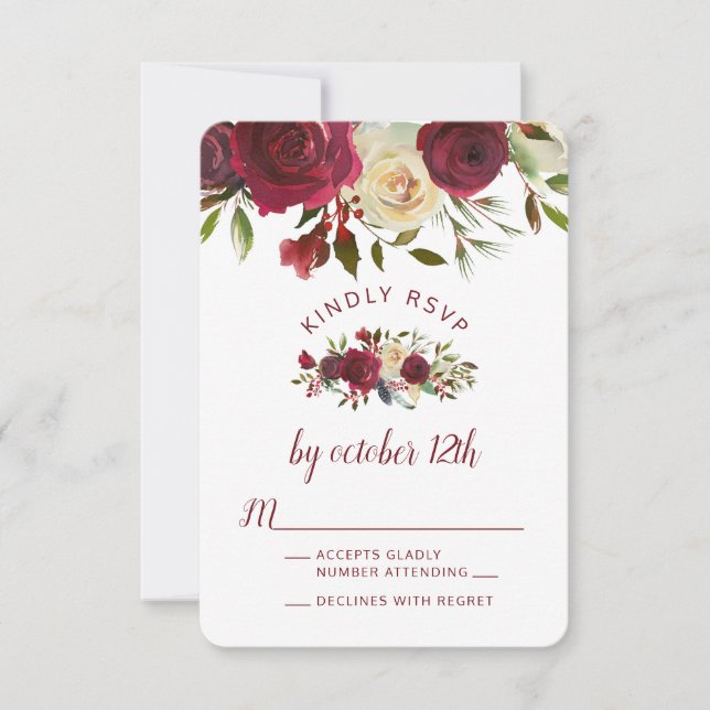 Mistletoe Manor Top Border Wedding RSVP Reply Card (Front)