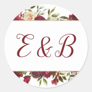 Mistletoe Manor Watercolor Winter Monogram Wedding Classic Round Sticker