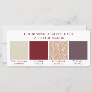 Mistletoe Manor Wedding Colour Swatch Palette Card