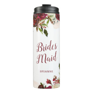 Mistletoe Manor Winter Roses Customised Bridesmaid Thermal Tumbler