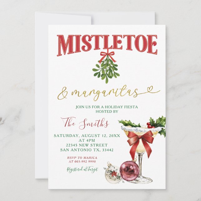 Mistletoe & Margaritas Winter Holiday Fiesta Party Invitation (Front)