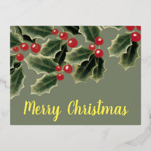 Mistletoe Merry Christmas Foil Holiday Postcard