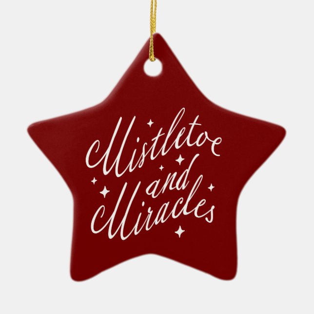 Mistletoe & Miracles Modern Christmas Red Star Ceramic Tree Decoration (Front)