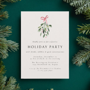 Mistletoe Modern Elegant Christmas Party Holiday Invitation