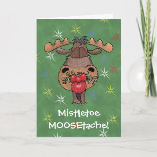 Mistletoe MOOSEtache Holiday Card