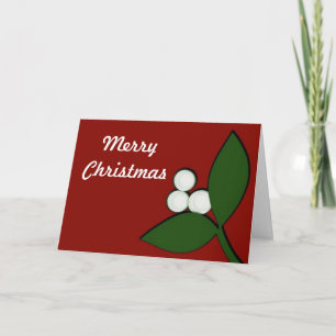 Mistletoe on Maroon Christmas Card