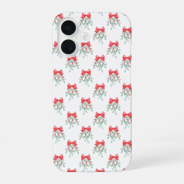 Mistletoe Pattern iPhone 16 Case (Back)