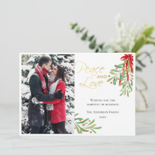 Mistletoe Peace and Love Holiday Photo Card