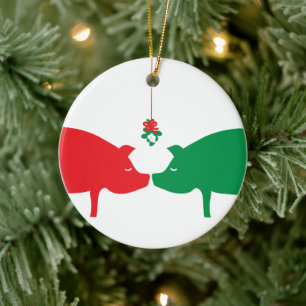 Mistletoe Pigs Ornament