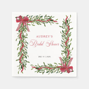 Mistletoe Red Bow Christmas Bridal Shower  Napkin