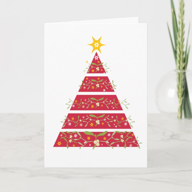 Mistletoe red christmas tree seasonal card (Front)