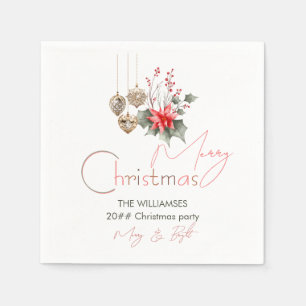 Mistletoe Red Green Posh Christmas Ornament Script Napkin